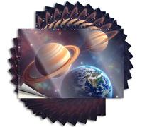 Hardhat Stickers and Decals Exploring The Planets: Saturn, Jupiter, and Earth in Space Stickers 10Pcs Prank Stickers for Adults Bar Rules Sign(8X12CM)