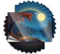 Hardhat Stickers and Decals Full Moon Over The Serene Lake Stickers 10Pcs Car Sticker Funny Bumper Stickers for Adults(6X9CM)