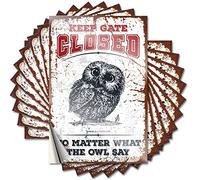 Hardhat Stickers and Decals Keep Gate Closed No Matter What The Owl Say Funny Sticker 10 Pcs Car Stickers for Men Men Cave Decor(8X12CM)