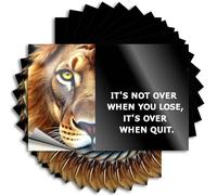 Hardhat Stickers and Decals Never Quit: The Lion's Message of Perseverance Stickers 10Pcs Man Cave Bar Family Car Stickers(12X18CM)