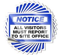 Hardhat Stickers and Decals Notice All Visitors Must Report to Site Office Stickers 10 Pcs Car Stickers Funny Car Stickers and Decals(8X12CM)