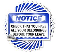 Hardhat Stickers and Decals Notice Check that You Have All Your Belongings Before Leave Stickers 10 Pcs Car Stickers Funny Car Stickers and Decals(6X9CM)