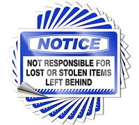 Hardhat Stickers and Decals Notice Not Responsible for Lost Or Stolen Items Left Behind Stickers 10 Pcs Outdoor Bar Decor No Stupid People Sign(12X18CM)