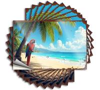 Hardhat Stickers and Decals Parrot Perched On Palm Tree by Tropical Beach Stickers 10Pcs Funny Alcohol Signs Decals for Cars(8X12CM)