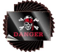 Hardhat Stickers and Decals Pirate Danger Funny Sticker 10 Pcs Funny Car Sticker Man Cave Sign Decor(12X18CM)