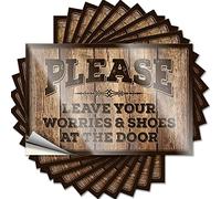 Hardhat Stickers and Decals Please Leave Your Worries & Shoes At The Funny Sticker 10 Pcs Outdoor Bar Decor No Stupid People Sign(6X9CM)