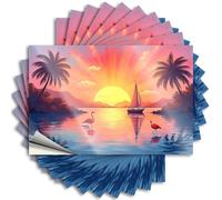 Hardhat Stickers and Decals Sunset Serenity with Sailboat and Flamingos Stickers 10Pcs Prank Stickers for Adults Bar Rules Sign(12X18CM)