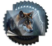 Hardhat Stickers and Decals Thundering Storms: The Majestic Wolf's Gaze Stickers 10Pcs Funny Alcohol Signs Decals for Cars(12X18CM)