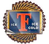 Hardhat Stickers and Decals Vintage 'Ice Cold' Sign with Bold Lettering Stickers 10Pcs Car Accessories Mechanic Stickers(8X12CM)