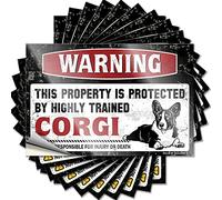 Hardhat Stickers and Decals Warning This Property is Protected By A Highly Trained Corgi Funny Sticker 10 Pcs Inappropriate Stickers Mechanic Stickers(12X18CM)