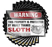 Hardhat Stickers and Decals Warning This Property is Protected By A Highly Trained Sloth Funny Sticker 10 Pcs Prank Stickers Funny Car Stickers(8X12CM)