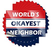 Hardhat Stickers and Decals World's Okayest Neighbor Funny Sticker 10 Pcs Car Stickers for Windows Prank Stickers(8X12CM)