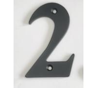 HARDHAWK Contemporary Matte Black House Number 2 - High Visibility Door Number Plaque for Wall Mounting - Weatherproof Outdoor House Numbers for Outside, Gates and Mailboxes (1-Pack)