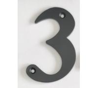 HARDHAWK Contemporary Matte Black House Number 3 - High Visibility Door Number Plaque for Wall Mounting - Weatherproof Outdoor House Numbers for Outside, Gates and Mailboxes (1-Pack)