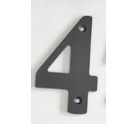 HARDHAWK Contemporary Matte Black House Number 4 - High Visibility Door Number Plaque for Wall Mounting - Weatherproof Outdoor House Numbers for Outside, Gates and Mailboxes (1-Pack)