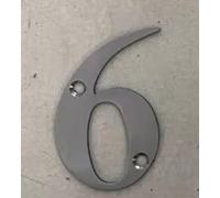 HARDHAWK Contemporary Satin Nickel House Number 6 - High Visibility Door Number Plaque for Wall Mounting - Weatherproof Outdoor House Numbers for Outside, Gates and Mailboxes (1-Pack)