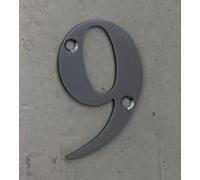 HARDHAWK Contemporary Satin Nickel House Number 9 - High Visibility Door Number Plaque for Wall Mounting - Weatherproof Outdoor House Numbers for Outside, Gates and Mailboxes (1-Pack)