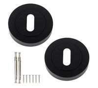 HARDHAWK Round Keyhole Cover Plate Escutcheon, Black Flush Mount Stainless Steel Key Hole Cover Blank with Screws for Door Cabinet Security Protection