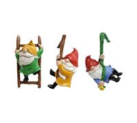 hardinox 3 pcs Cute Climbing Gnome Figurines Flower Pot Hugger Resin Hanging Ornament Statue