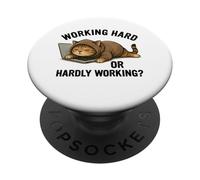 Hardly Working Lazy Cat Sleeping on Laptop PopSockets Adhesive PopGrip