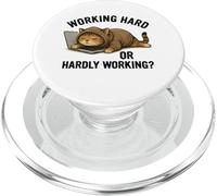 Hardly Working Lazy Cat Sleeping on Laptop PopSockets PopGrip for MagSafe