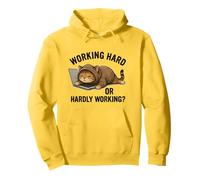 Hardly Working Lazy Cat Sleeping on Laptop Pullover Hoodie