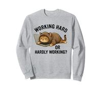 Hardly Working Lazy Cat Sleeping on Laptop Sweatshirt