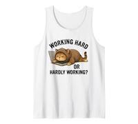 Hardly Working Lazy Cat Sleeping on Laptop Tank Top