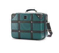 Hardshell Briefcase, Teal and Black, Vintage Style with Shoulder Strap, Luggage Pass-Through