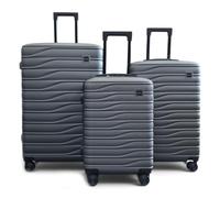 Hardshell Charcoal Grey Suitcase Set Robust 8 Wheel Cabin Luggage Case Bag | Hardshell ABS Material