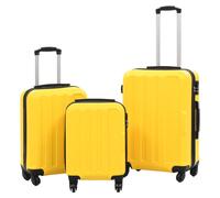 Hardshell trolley set 3pc Yellow ABS 45.5/55/66cm Nestable 4-wheel Lock Straps.