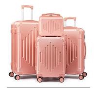 Hardside Luggage Set, Rose Gold, 4 Piece (30cm/51cm/61cm/71cm), 360° Spinner Wheels, Telescoping Handle, Corner Guards, Lightweight Travel Suitcase Set