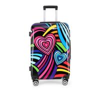 Hardside Shell Suitcase Set Heart Print Luggage Lightweight Cabin Travel Bag