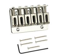 Hardtail Fixed Saddle Bridge for 6-String Electric Guitar, Top-Loading Zinc Alloy Guitar Part with 65mm Baseplate, Chrome