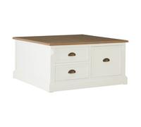 hardtik wooden coffee table with 3 drawers in natural and white