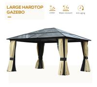 Outsunny 4 x 3.6m Hardtop Gazebo Canopy w/ Polycarbonate Roof & Aluminium Frame