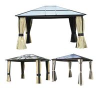 Outsunny 3M X 3.6M Aluminium Gazebo Canopy Patio Marquee Party Tent Outdoor - Brown, Brown