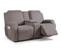 hardtry Reclining Sofa Covers with Center Console,Non-Slip Couch Cover for Reclining,Elastic Full-Cover Reclining Chair Cover Soft Washable Slipcovers for Sofas(Auburn,3 Seater)