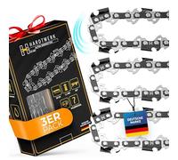 HARDTWERK Alpha Saw Chains 3/8 Inch 1.1 mm for 35 cm Sword 52 TG Pack of 3 Half Chisel [German Steel] Compatible with Makita Husqvarna Dolmar Bosch Kärcher and More Chainsaws