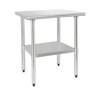 HARDURA Stainless Steel Table with Undershelf and Galvanized Legs Heavy Duty Commercial Food Preparation Work Tables for Restaurant Kitchen Home and Hotel, 61×91cm