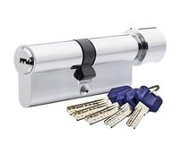 Hardver Polished Chrome Euro Door Lock Cylinder, 80mm Length, 40/40 Profile, 5 High Security Multi-Lock Keys, Thumb-Turn HMO Compliant for UPVC, Composite or Internal Doors