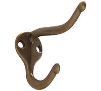 Hardware Essentials Hillman The Group 852890 Coat & Hat Hook- Antique Brass 2-Pack