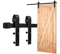 Hardware for Barn Doors - Sliding Tracks and Rollers,Black | Kitchen And Bathroom Sliding Partition Doors Track Kit, 150cm 183cm 200cm 245cm 300cm 400cm(220cm)