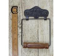 HARDWARE FOR YOU LTD 1 ANTIQUE IRON TOILET ROLL HOLDER IN WIRE AND WOOD 200MM