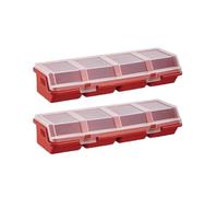 Hardware Organizer Boxes 2 Pack, 4 Compartment Sorting Case with Transparent Lid for Screws Washers Fasteners Small Component Storage Tray Bolt Washer Holder Screw Parts Sorter Tool Drawer Case