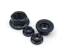 Hardware Pins,2/5/10pcs M3 M4 M5 M6 M8 M10 M12 Black Zinc Plated 304 Stainless Steel Hex Head Serrated Spinlock Flange Lock Nut(2pcs M12)