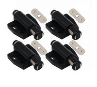 Hardware Push-to-open Touch Doors for Cabinet Latch Wardrobe Bathroom Iron Soft-close Magnetic 4-pack Mechanism Plastic Plus Cupboard Construction Black/beige(BLACK)