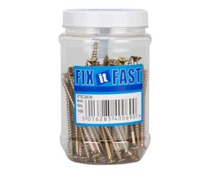 Hardware Solutions - Chipboard Screws - Pozi Head - Yellow Zinc Plated - 5.0 x 75mm - Pack 100 - Reusable Jar
