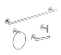 Hardware Solutions Gatsby Bathroom Accessory Set - 4 Piece - Towel Ring/ Robe Hook/ Towel Rail/ Toilet Roll Holder - Brushed Satin Nickel