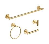 Hardware Solutions Gatsby Bathroom Accessory Set - 4 Piece - Towel Ring/ Robe Hook/ Towel Rail/ Toilet Roll Holder - Matt Gold